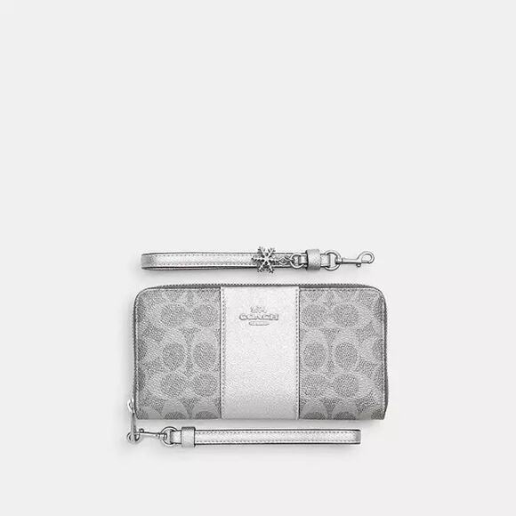 NWT COACH Boxed Long Zip Around Wallet CCL91 GRAY/SILVER Holiday gift Set - Picture 8 of 10